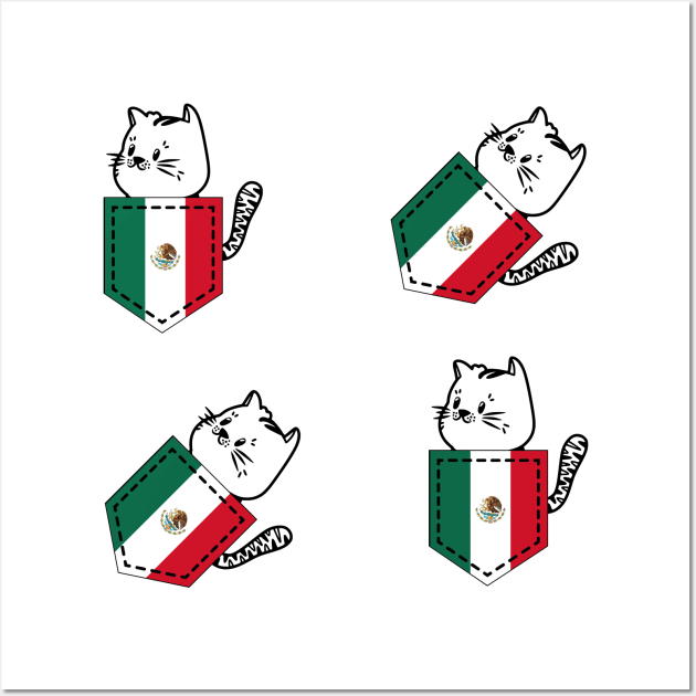 Patriotic Pocket Pussy - Cat Lover -  Mexican Patriot Wall Art by PosterpartyCo